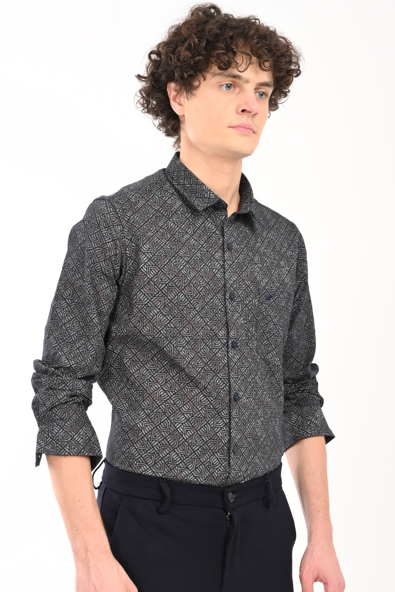 Textured Cotton Printed Shirt