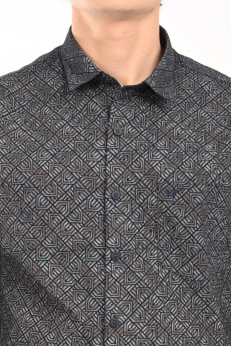 Textured Cotton Printed Shirt