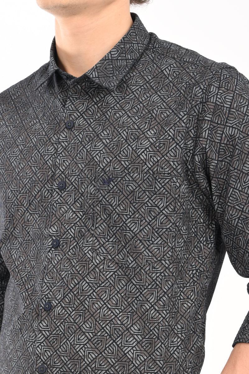 Textured Cotton Printed Shirt