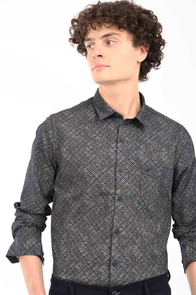 Textured Cotton Printed Shirt
