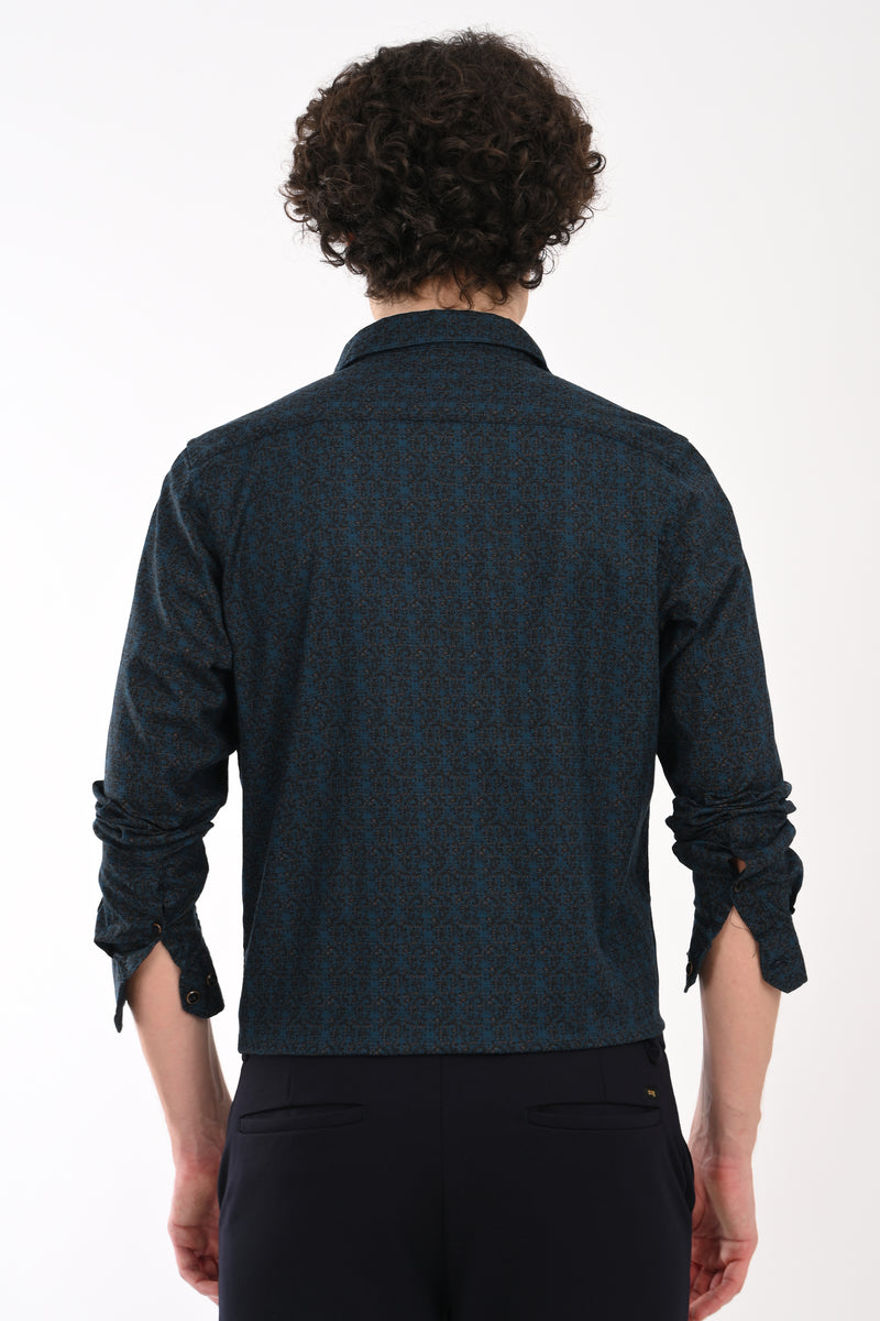 Partywear Textured Printed Shirt