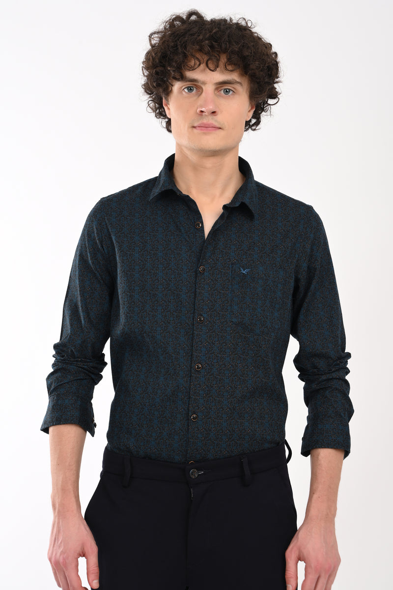 Partywear Textured Printed Shirt