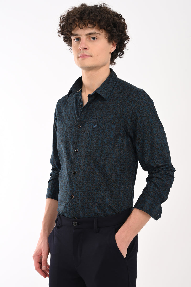 Partywear Textured Printed Shirt