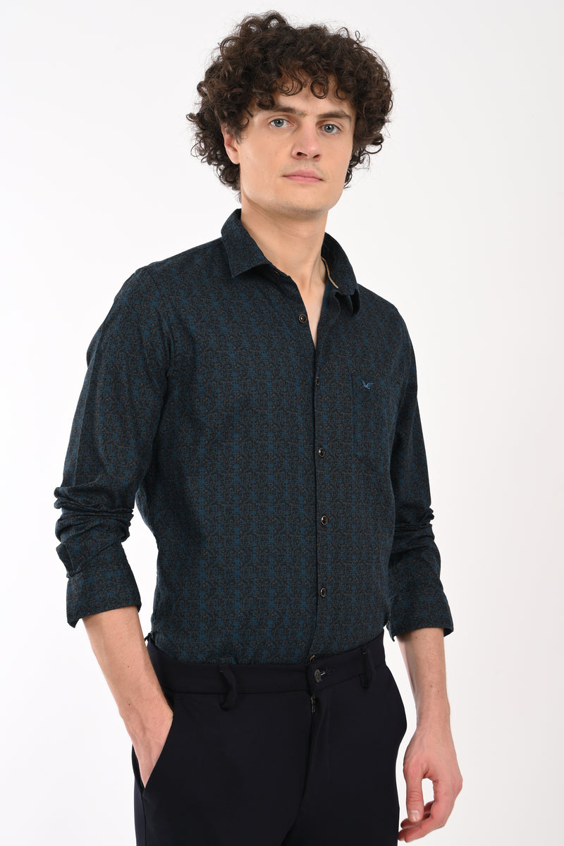 Partywear Textured Printed Shirt