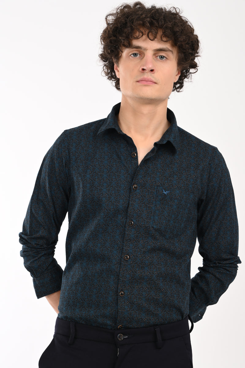 Partywear Textured Printed Shirt