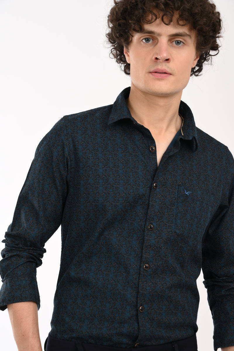 Partywear Textured Printed Shirt