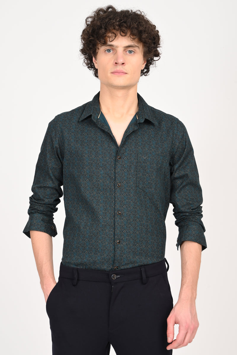 Partywear Textured Printed Shirt