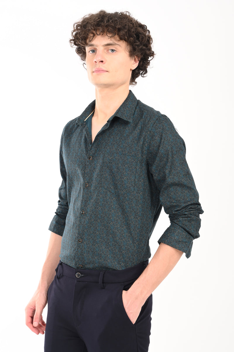 Partywear Textured Printed Shirt