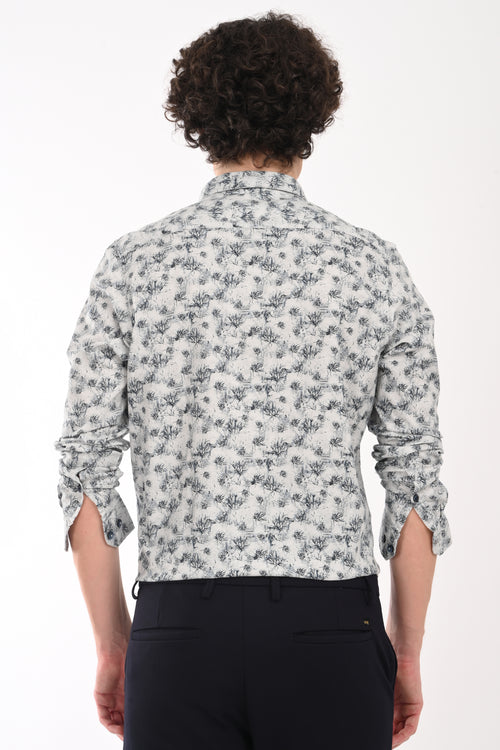 Oxford Stretch Cotton Printed Shirt