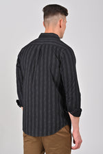 Black Vertical Stripe Printed Cotton Shirt