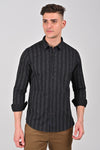 Black Vertical Stripe Printed Cotton Shirt