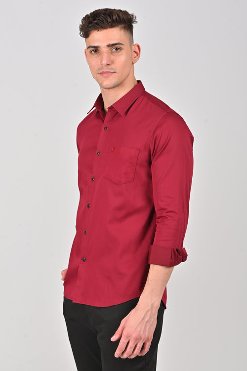 Burgundy Premium Stretch Satin Shirt