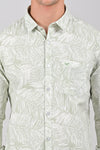 Light Green Weekend Cotton Printed Shirt