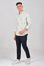 Light Green Weekend Cotton Printed Shirt