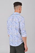 Blue Premium Stretch Cotton Printed Shirt