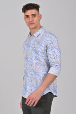 Blue Premium Stretch Cotton Printed Shirt