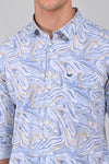 Blue Premium Stretch Cotton Printed Shirt