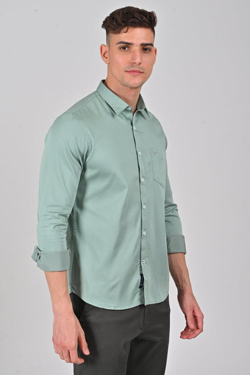 Mint Green Premium Stretch Satin Shirt