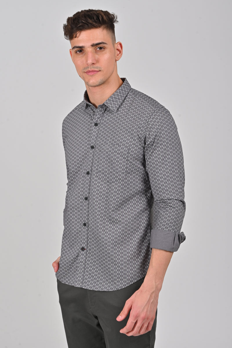 Grey Contemporary Printed Shirt