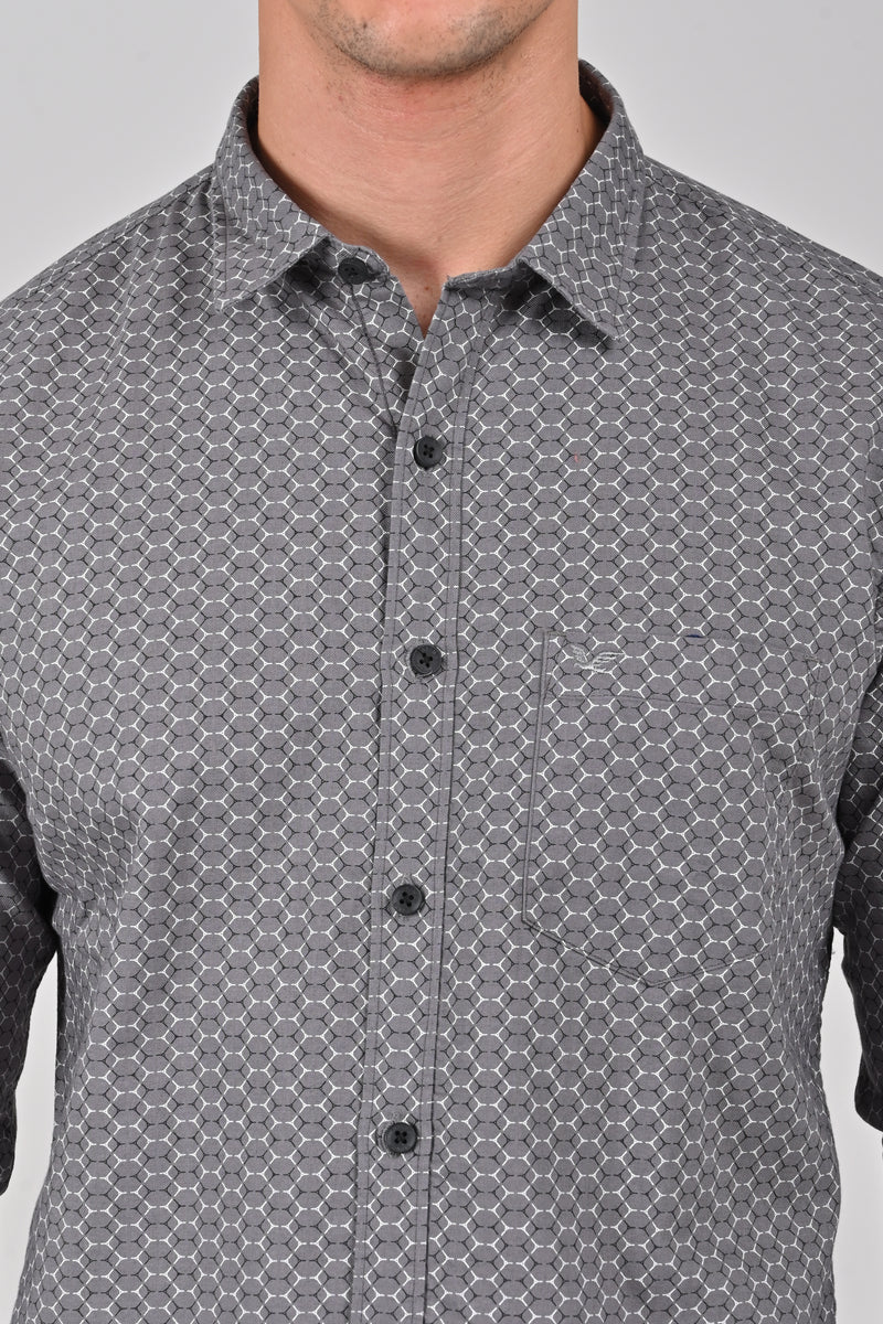 Grey Contemporary Printed Shirt