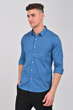 Blue Turquoise Premium Stretch Satin Shirt