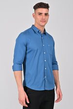 Blue Turquoise Premium Stretch Satin Shirt