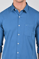 Blue Turquoise Premium Stretch Satin Shirt