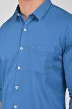 Blue Turquoise Premium Stretch Satin Shirt