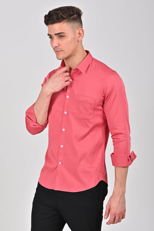 Pink	Premium Stretch Satin Shirt