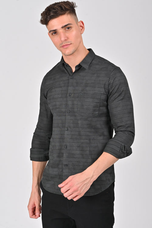 Pine Green Textured Printed Shirt