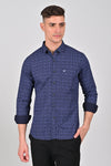 Cobalt Blue Premium Cotton Printed Shirt