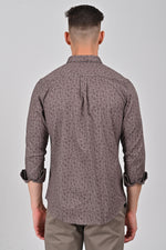 Light Brown Premium Cotton Textured Printed Shirt