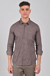 Light Brown Premium Cotton Textured Printed Shirt