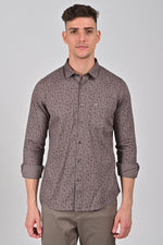 Light Brown Premium Cotton Textured Printed Shirt