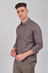 Light Brown Premium Cotton Textured Printed Shirt