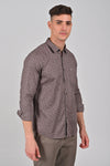 Light Brown Premium Cotton Textured Printed Shirt