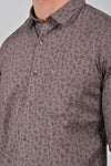 Light Brown Premium Cotton Textured Printed Shirt