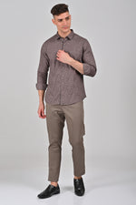 Light Brown Premium Cotton Textured Printed Shirt