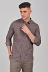 Light Brown Premium Cotton Textured Printed Shirt