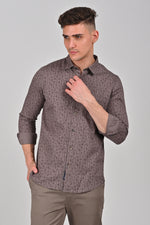 Light Brown Premium Cotton Textured Printed Shirt