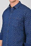 Indigo Navy Indigo Cotton Printed Shirt