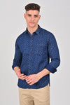 Indigo Navy Indigo Cotton Printed Shirt