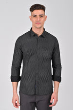 Jet Black Contemporary Printed Shirt