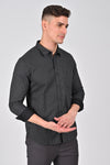 Jet Black Contemporary Printed Shirt