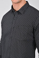 Jet Black Contemporary Printed Shirt