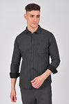 Jet Black Contemporary Printed Shirt