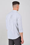 Light Grey Premium Cotton Vertical Stripe Shirt