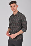 Olive Green Premium Cotton Printed Shirt