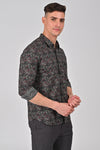 Olive Green Premium Cotton Printed Shirt