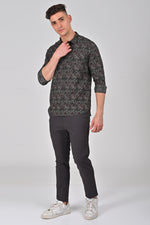 Olive Green Premium Cotton Printed Shirt